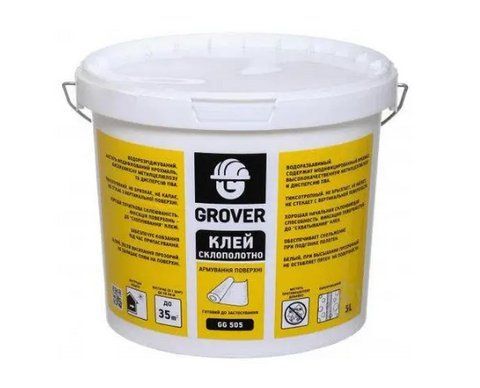 Клей для стеклохолста и стеклоленты GROVER G 505 дисперсионный 10л 1690851166 фото