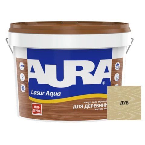 Лазур &ndash; лак акриловый Aura Lasur Aqua для древесины дуб 9л 2571579036 фото