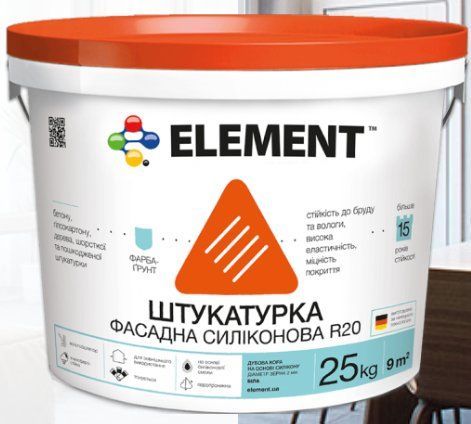 Штукатурка фасадна силіконова ELEMENT R20 Дубова кора 25кг 2088751892 фото