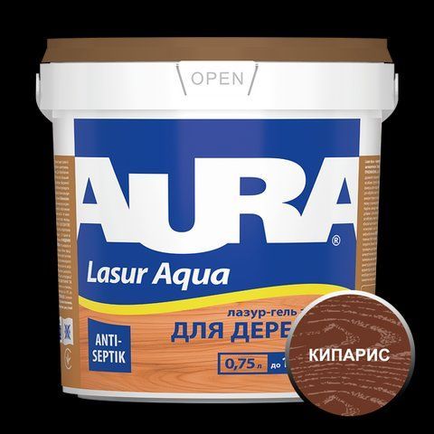 Лазур - лак акриловий Aura Lasur Aqua для деревини кипарис 0.75л 2571579382 фото