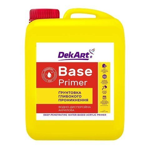 Грунтовка водно-дисперсионная акриловая глубокого проникновения &laquo;Base&raquo; DekArt бесцветный 5 л 2792906774 фото