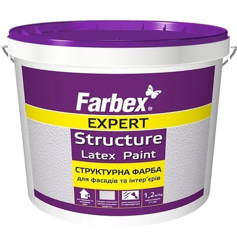 Структурна фарба для фасадів та інтер'єрів Farbex білий (база А) 7 кг 2792906348 фото