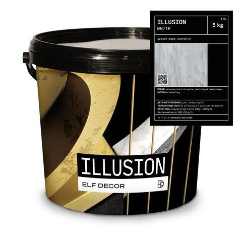 Декоративная штукатурка "белый шелк" ELF DECOR ILLUSION WHITE 5кг 1702839097 фото