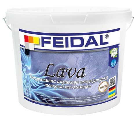 Декоративная штукатурка акриловая шелковисто - матовая Feidal Lava Белая 5л 2964324896 фото
