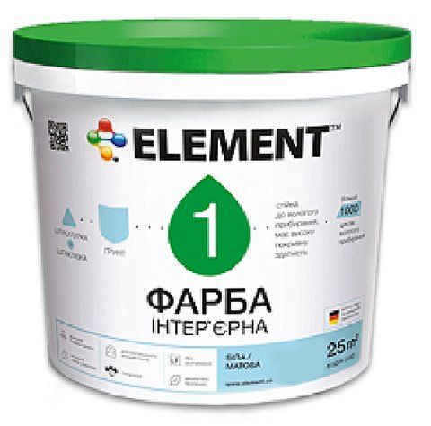 Краска интерьерная для стен и потолка ELEMENT 1 (белая В1) 5л 1771513461 фото