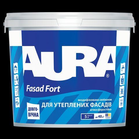 Фарба силіконізована фасадна AURA FASAD FORT (біла В1) 5л 1777522168 фото