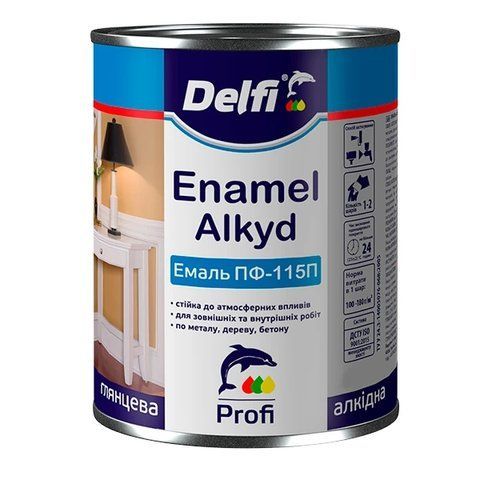 Емаль алкідна ПФ-115П Delfi чорний 2.8 кг 2792906531 фото