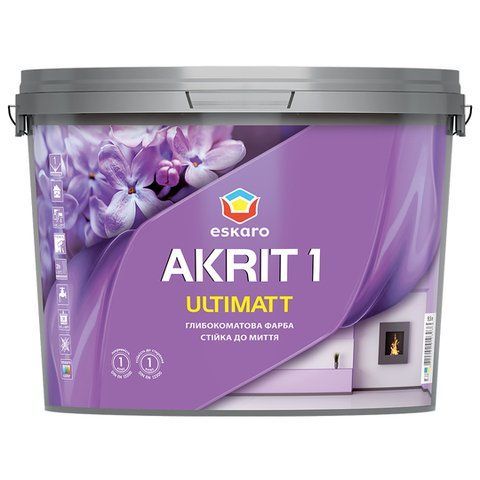 Краска интерьерная для стен и потолка Eskaro Akrit 1 Ultimatt (белая В1) 0.85л 1700596799 фото
