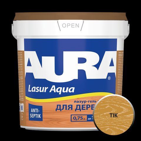 Лазур - лак акриловий Aura Lasur Aqua для деревини тик 0.75л 2571582412 фото