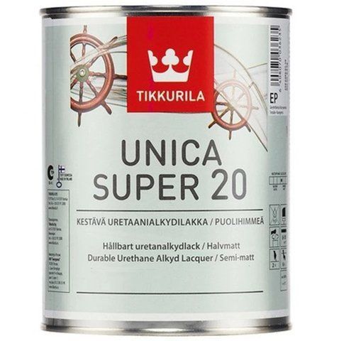 Лак полуматовый Tikkurila Unica Super 20 База ЕР (прозрачная, под тонировку) 2.7л 1697081780 фото