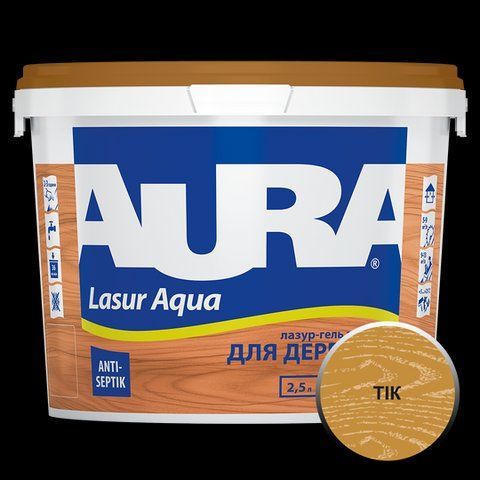Лазур - лак акриловий Aura Lasur Aqua для деревини тик 2.5л 2571583350 фото