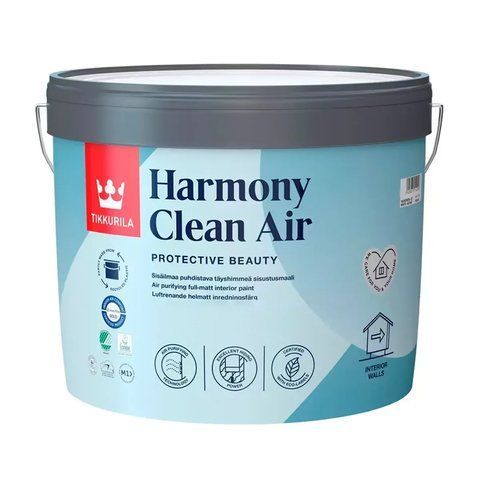 Фарба інтер'єрна глибокоматова Tikkurila Harmony Clean Air База А (біла) 9 л 2141926045 фото