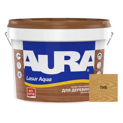 Лазур - лак акриловий Aura Lasur Aqua для деревини тик 9л 2571584361 фото