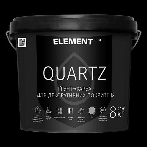 Грунт-краска для декоративных покрытий ELEMENT PRO QUARTZ Серый 8кг 1470575397 фото