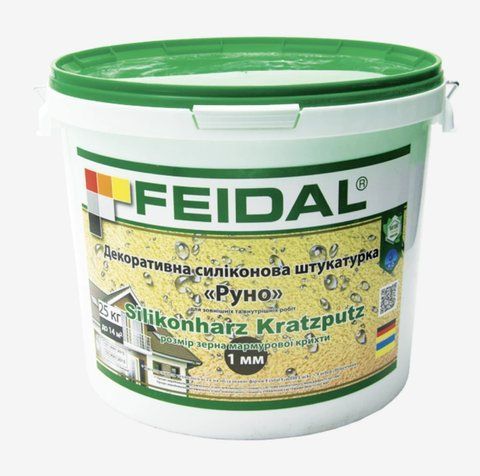Декоративная силиконовая штукатурка Feidal Silikonharz Kratzputz Руно 1мм 25кг 1886455343 фото
