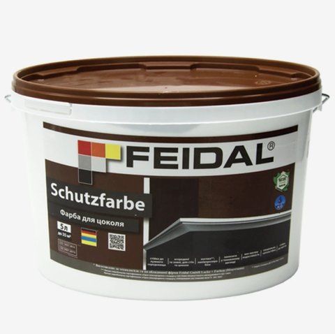 Краска для цоколя Feidal Schutzfarbe Белая 5л 1886455319 фото