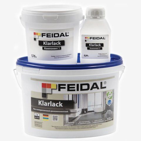 Двокомпонентний поліуретановий лак на водній основі Feidal Klarlack Матовий 1л 2034870098 фото