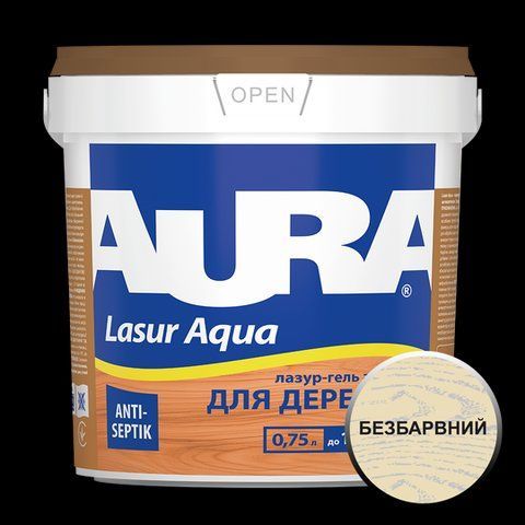 Лазур - лак акриловий Aura Lasur Aqua для деревини безбарвний 0.75л 2571568787 фото