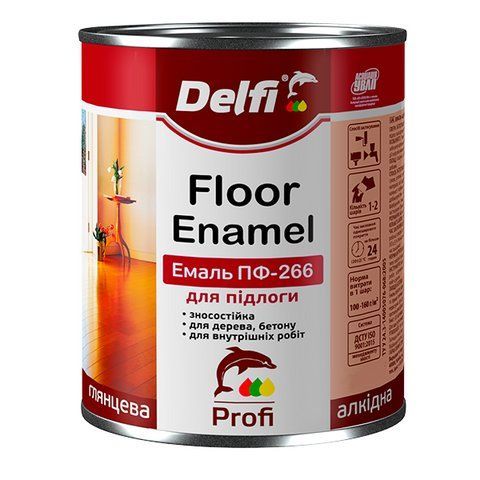 Емаль алкідна ПФ-266 для підлоги Delfi червоно-коричневий 0.9 кг 2792906538 фото