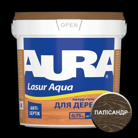 Лазур - лак акриловий Aura Lasur Aqua для деревини палісандр 0.75л 2571710127 фото