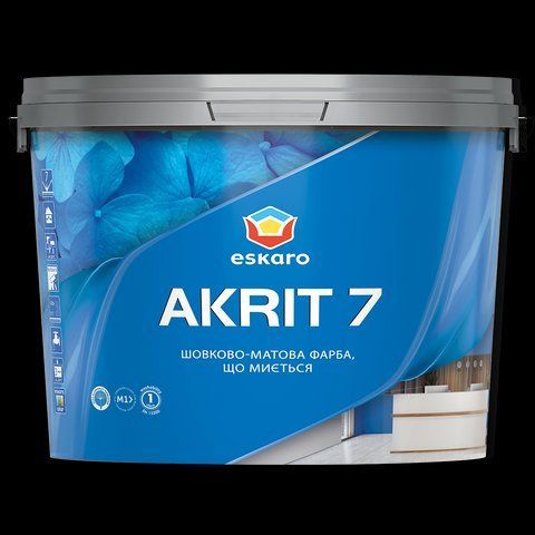 Краска интерьерная акриловая Eskaro Akrit 7 (белая В1) 9.5л 1700657161 фото