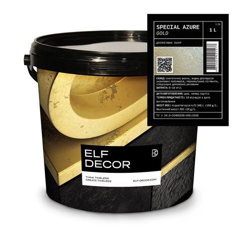 Металлизированный лак для декоративного покрытия Elf Decor Azure Золото 1л 2783434023 фото