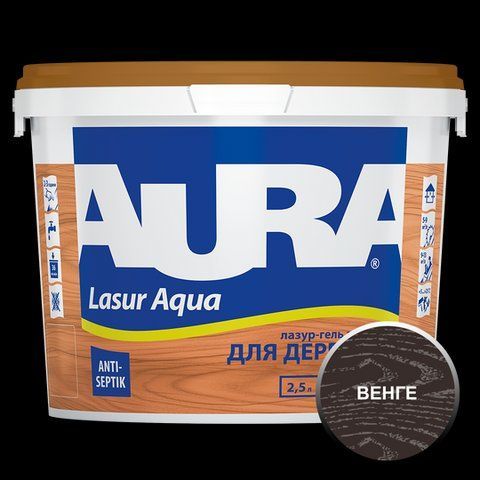 Лазур - лак акриловий Aura Lasur Aqua для деревини венге 2.5л 2571736610 фото