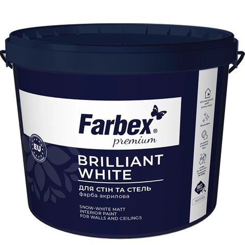 Фарба інтер&rsquo;єрна для стін і стель білосніжна ВДА "Brilliant White" Farbex білий (база А) 14 кг 2792905929 фото