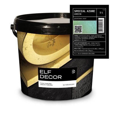 Металлизированный лак для декоративного покрытия Elf Decor Azure Зеленый 1л 2783436315 фото