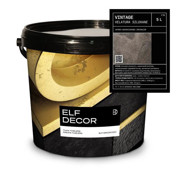 Віск акрил силоксановий ELF DECOR VELATURA VINTAGE декоративний 5л 1981526876 фото