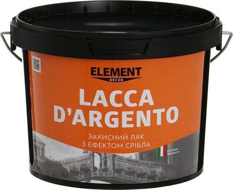 Защитный лак Element Decor Lacca d`argento с эффектом серебра 3л 2965947140 фото