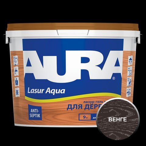 Лазур - лак акриловий Aura Lasur Aqua для деревини венге 9л 2571738470 фото