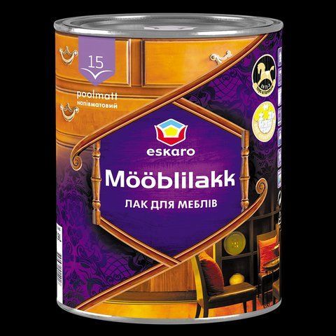 Лак акриловый для мебели ESKARO MOBLILAKK 15 0.9л 1702013731 фото
