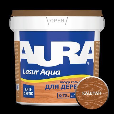 Лазур - лак акриловий Aura Lasur Aqua для деревини каштан 0.75л 2571745057 фото