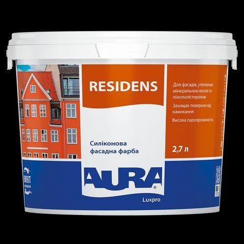 Краска силиконовая фасадная AURA LUX PRO RESIDENS (под тонировку, прозрачная B3) 2.7л 1519852688 фото