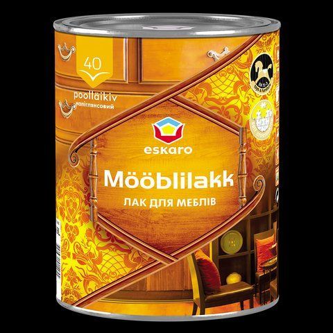 Лак акриловый полуглянцевый ESKARO MOBLILAKK 40 0.9л 1702042478 фото