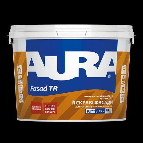 Фарба акрилова фасадна Aura Fasad TR (під тонування, прозора В3) 9л 2568853929 фото