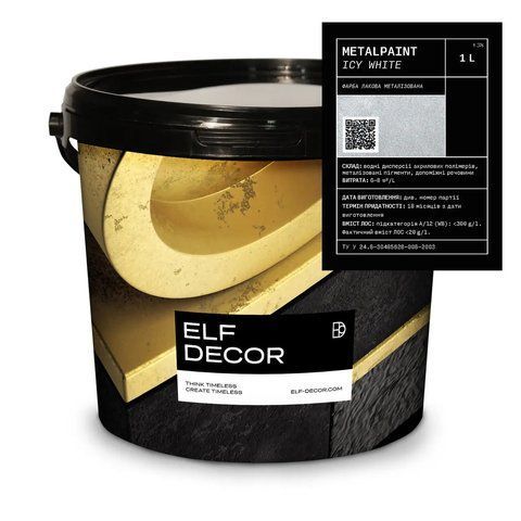 Металлизированная водорастворимая краска Elf Decor Metal Paint Ice White 1л 2776897664 фото
