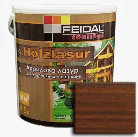 Лазурь акриловая Feidal Holzlasur Орех 4.5л 1886455382 фото
