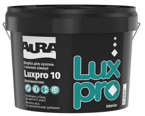 Фарба акрилатна для вологих приміщень напівматова Aura Luxpro 10 (біла В1) 2.85л 2768575964 фото