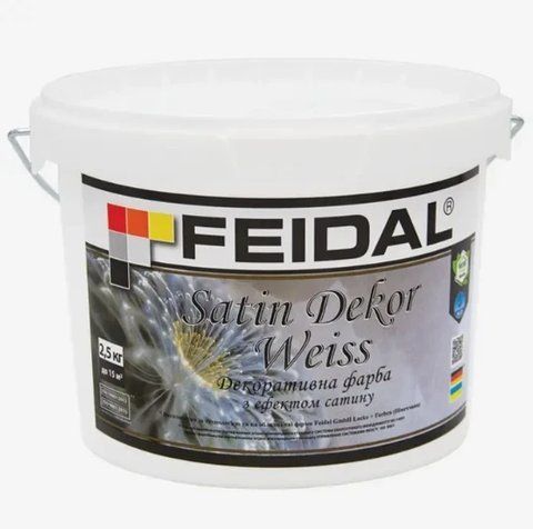 Фарба декоративна з ефектом сатину Feidal Satin Dekor Біла 2.5кг 1886455501 фото