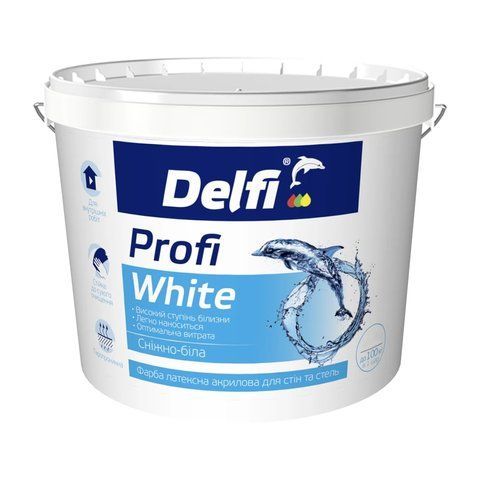 Фарба латексна акрилова для стін і стель "Profi White" Delfi білий (база А) 4.2 кг 2792906631 фото