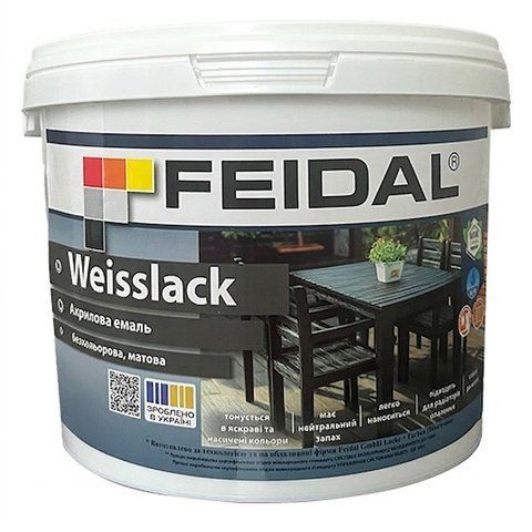 Эмаль акриловая матовая Feidal Weisslack Бесцветный 2.5 л 2966280391 фото