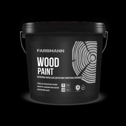 Напівматова акрилова фарба FARBMANN WOOD PAINT (біла, база А) 0.9л 2761484632 фото