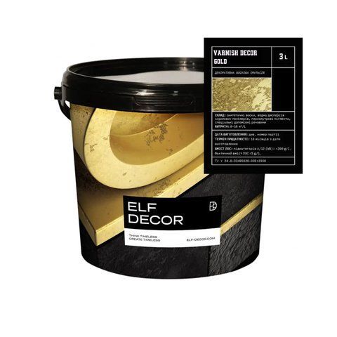 Лак декоративный шелковисто-глянцевый Elf Decor Varnish Decor Gold 3л 2776910762 фото
