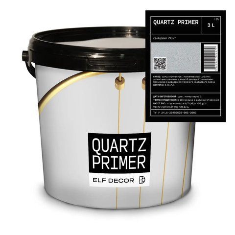 Грунт с кварцевым песком ELF DECOR QUARTZ PRIMER White для декоративных штукатурок 3л 2028273595 фото