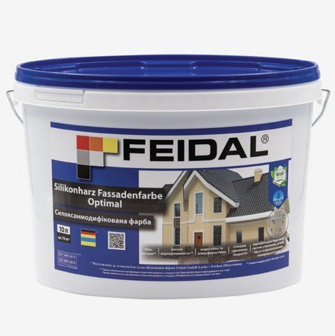Краска фасадная силоксанмодифицированная Feidal Silikonharz Fassadenfarbe Optimal 10л 1886454947 фото