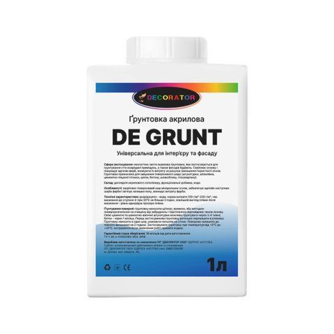 Грунтовка глубокого проникновения ТМ DECORATOR DeGrunt 1л 2028273492 фото
