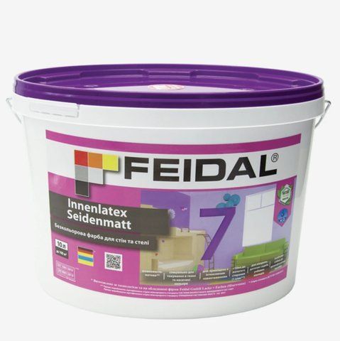 Фарба інтер&rsquo;єрна Feidal Innenlatex Seidenmatt 7 Безбарвна 10л 1886455324 фото