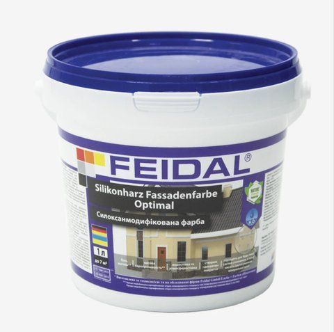 Краска фасадная силоксанмодифицированная Feidal Silikonharz Fassadenfarbe Optimal 1л 1886454950 фото